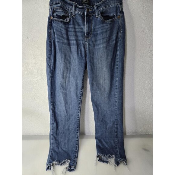 Judy Blue Jeans Womens 7 28 Blue Relaxed Fit Distressed Raw Hem Stretch Denim - Picture 1 of 13